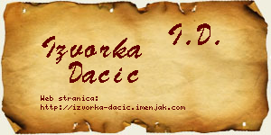 Izvorka Dačić vizit kartica